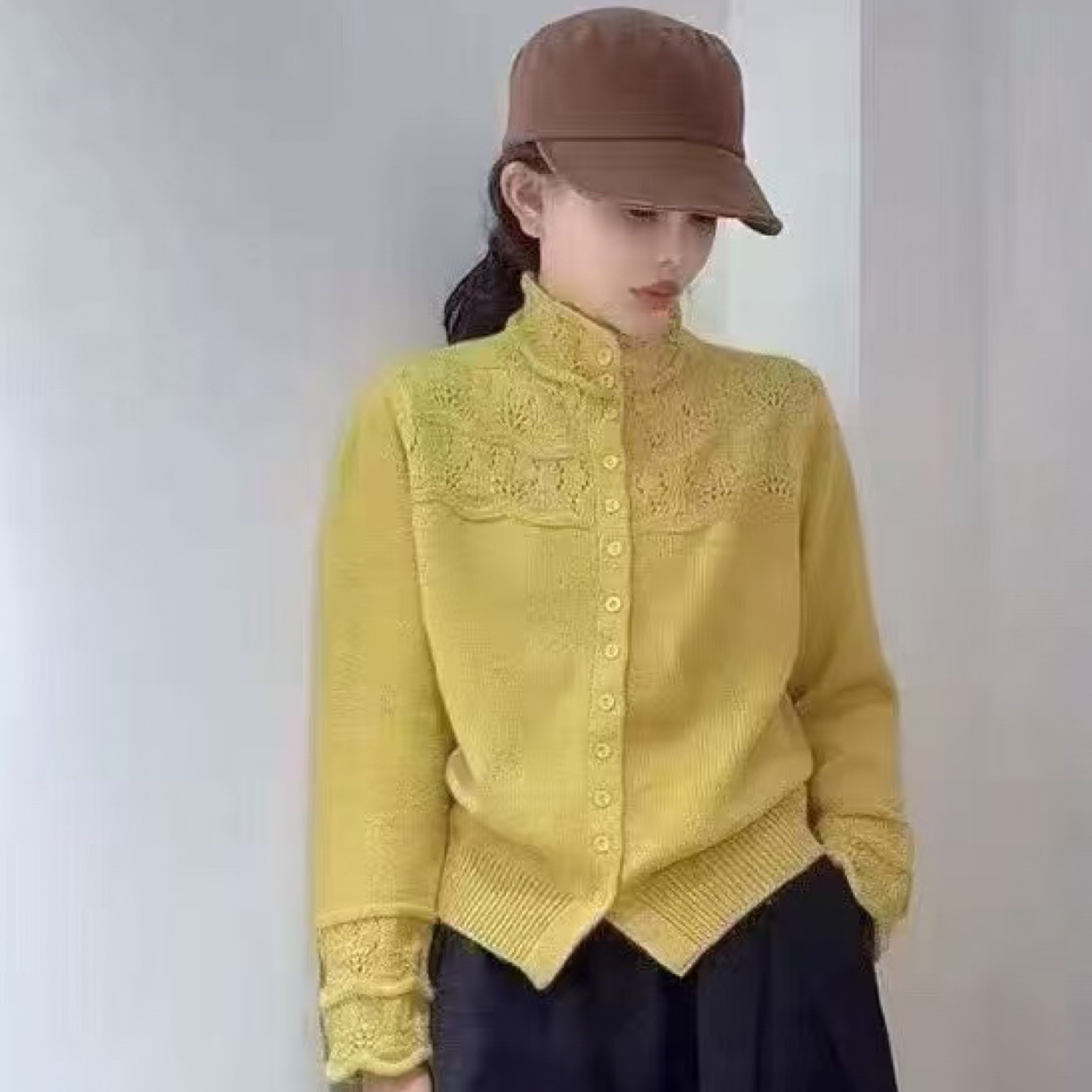 冬季新款女士保暖显瘦气质百搭镂空挑孔打底外穿毛针织衫