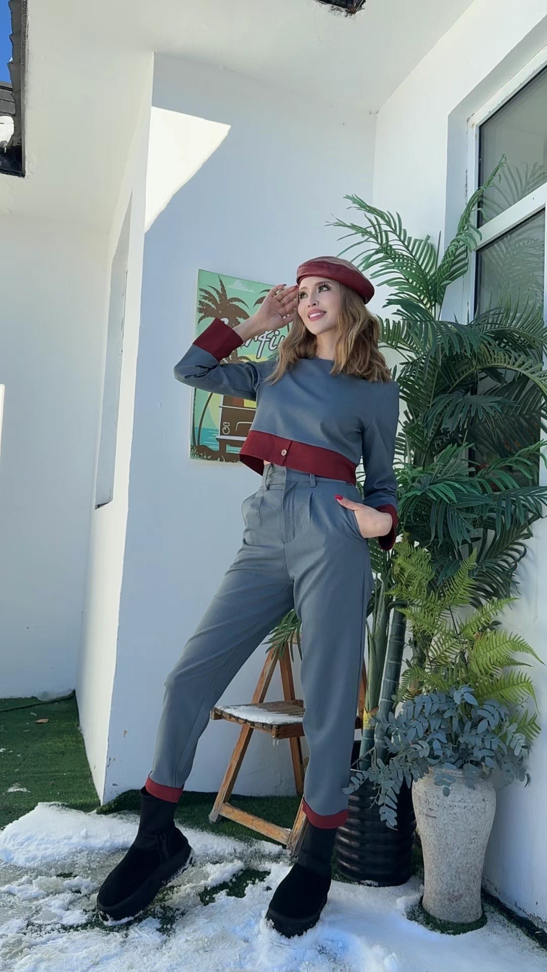 GIFLONA 拼接裤子套装 时尚秋冬