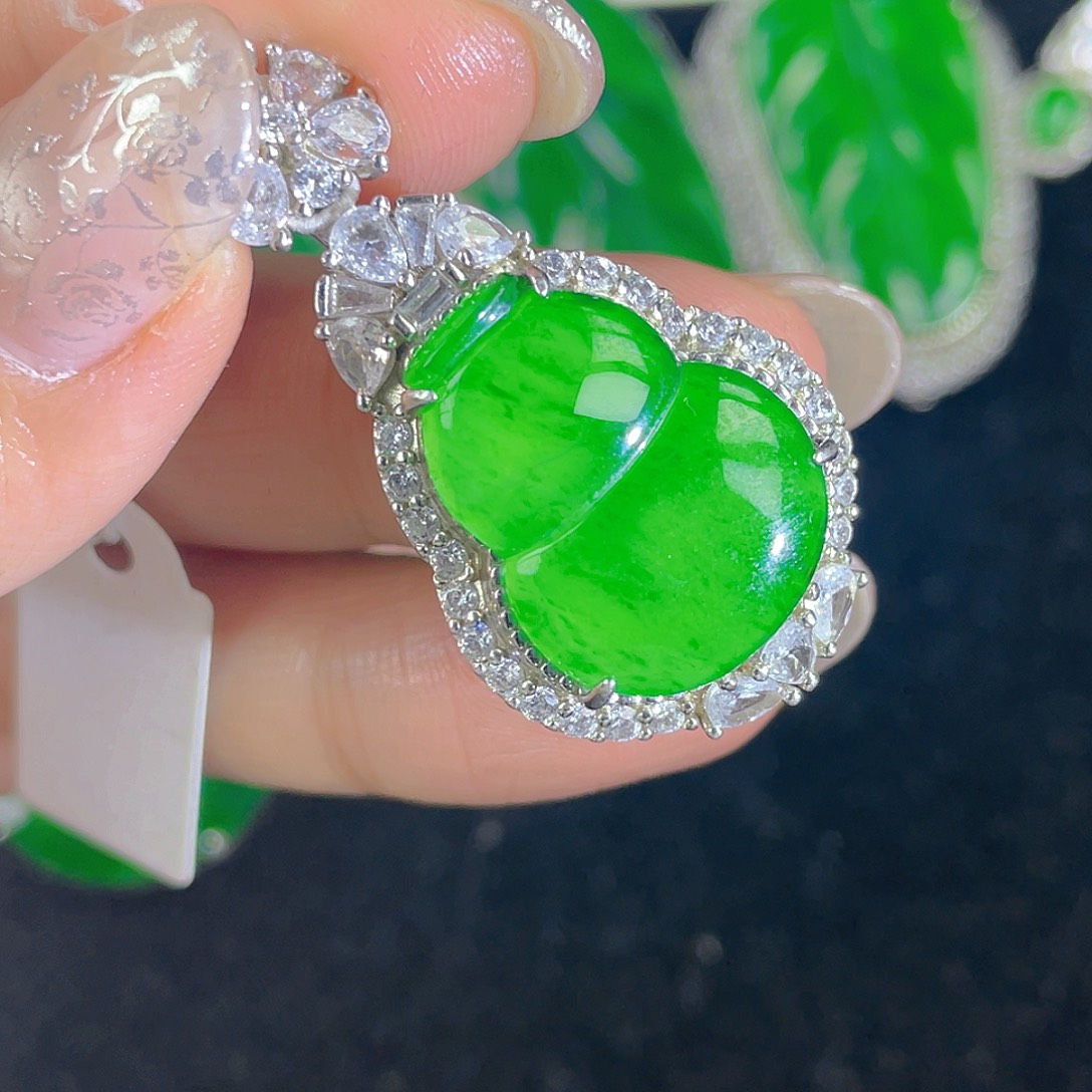 翡翠吊坠(不含链)银S925镶嵌