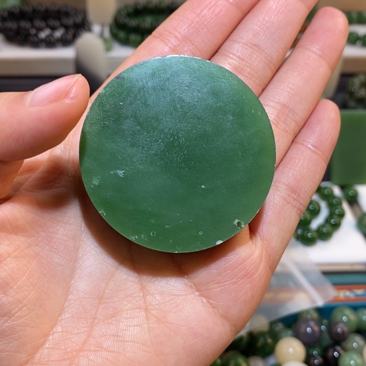 和田玉戒圈未镶嵌博*定制卡14跑环菠菜绿