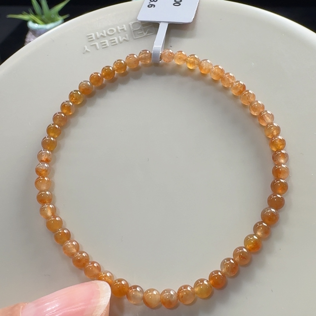 未镶嵌手链翡翠冰橘红小米珠3.6mm