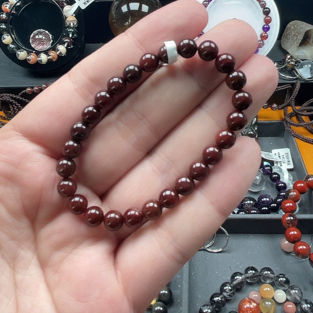 水晶红发晶手链6.5mm左右未镶嵌