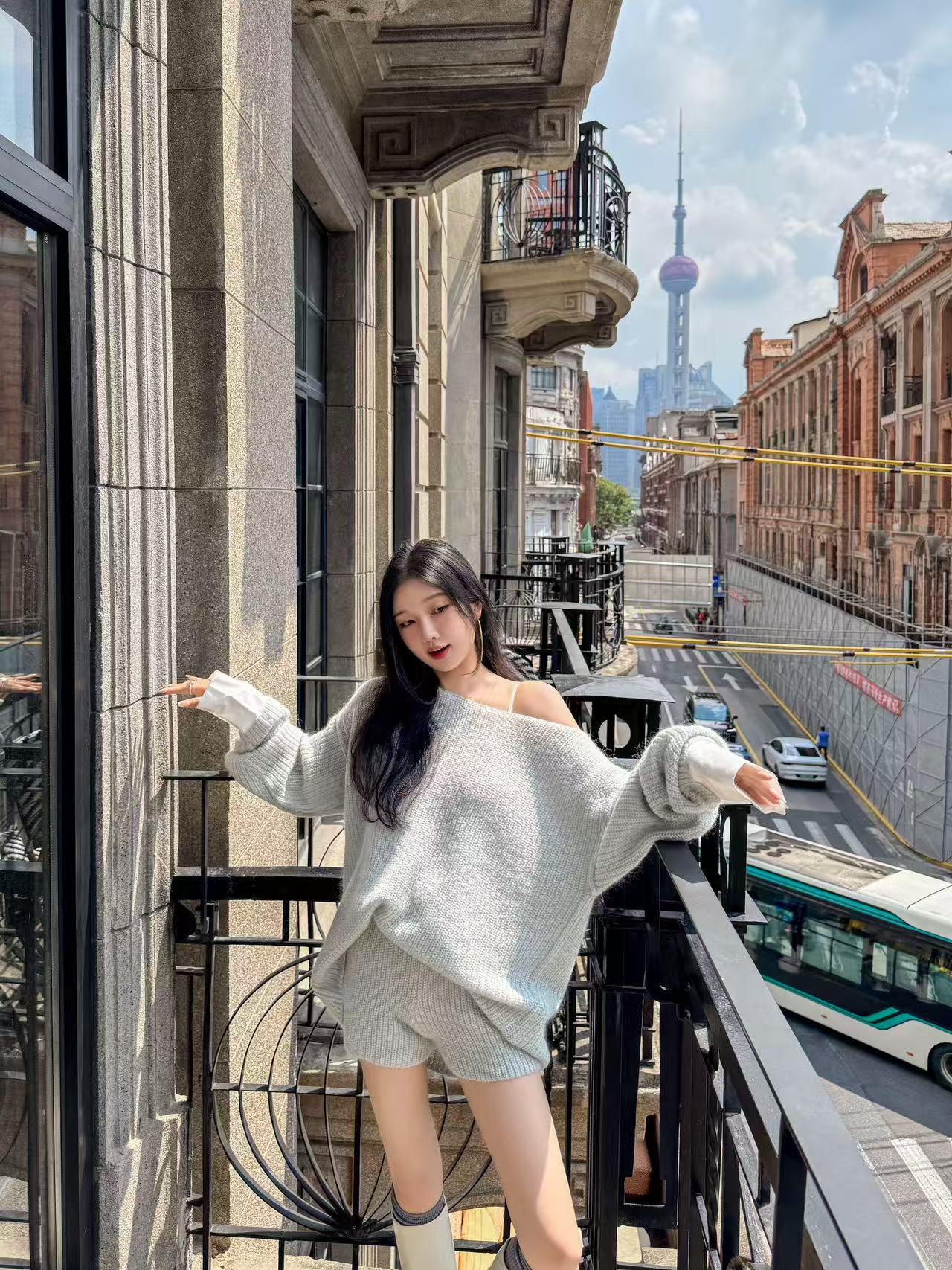 VICA  VANESSA · 设计师品牌灰蓝色衬衫袖毛衣 VC74M01/1209M