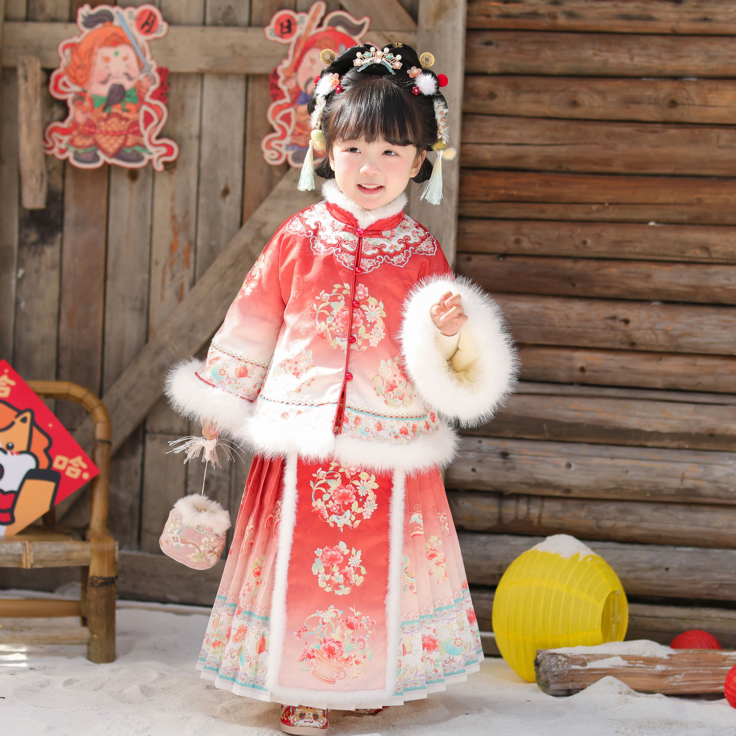 【绛雪】女童马面裙冬季2025新款宝宝新中式过年喜庆拜年衣服新年装