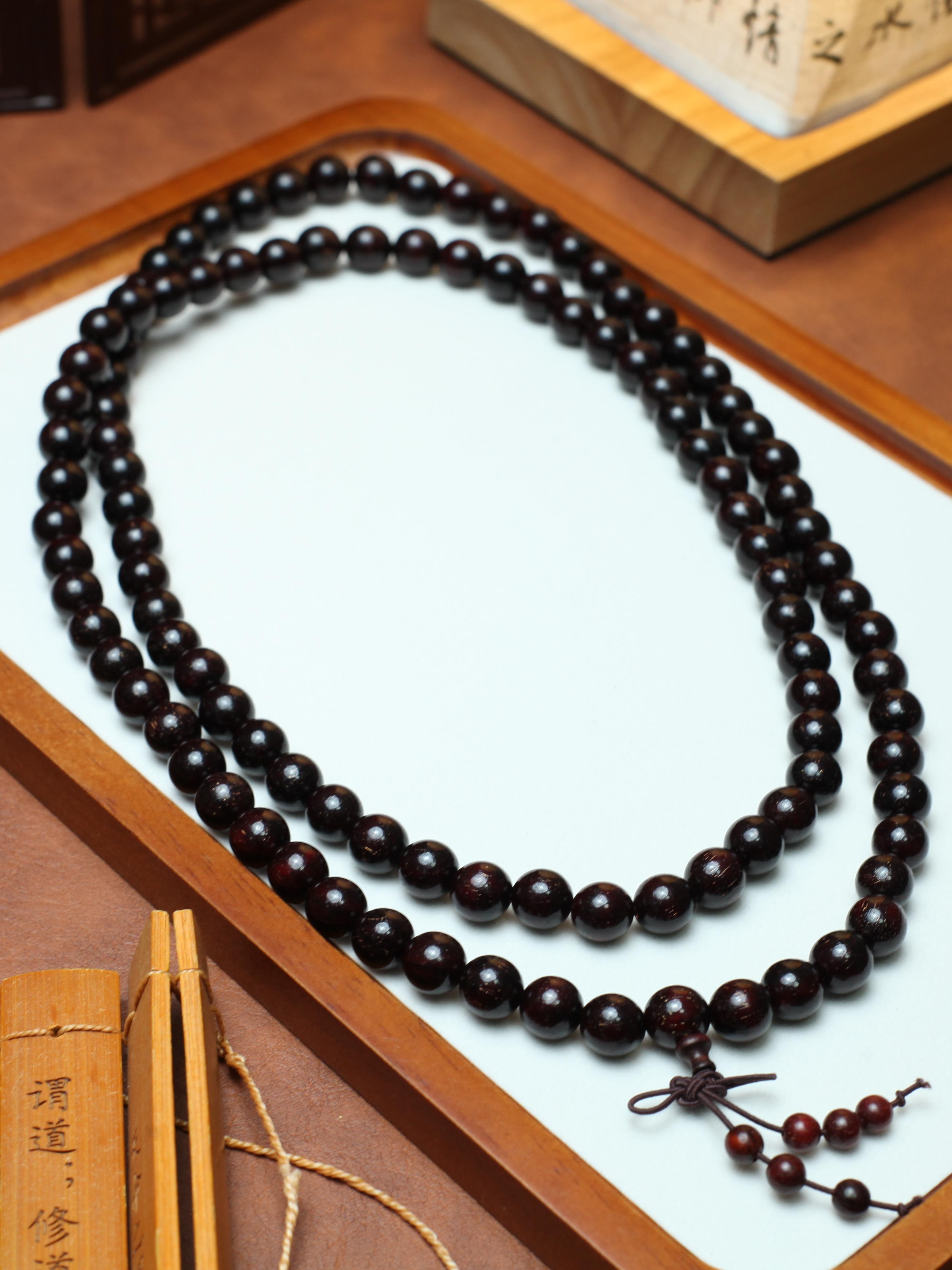 赞比亚血檀金星 玉化 10mm 108颗多圈 金星老料念珠 手串【无礼盒】