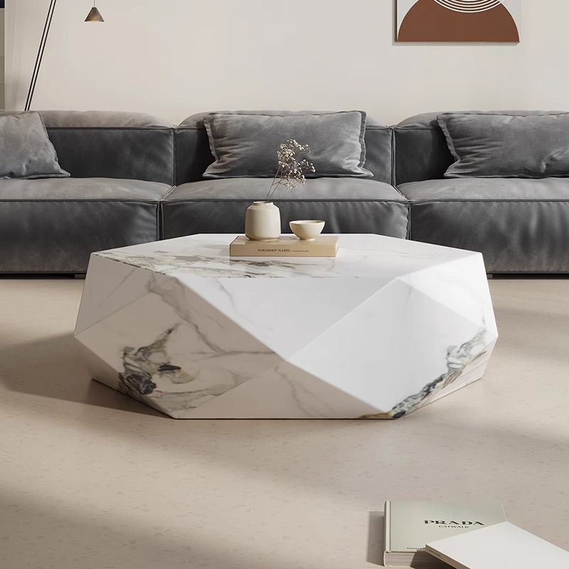 意式钻石款家用茶几小户型客厅现代简约设计师款创意个性岩板茶台