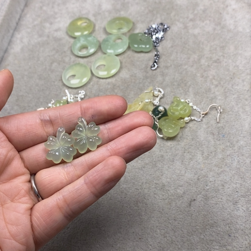 【闪购商品】蛇纹石玉挂件耳饰耳环项链未镶嵌硕*