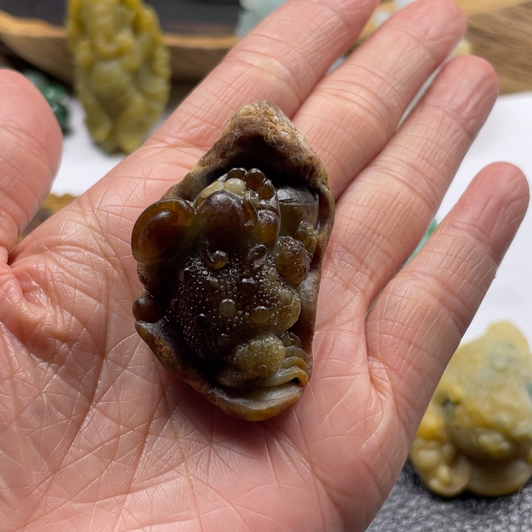 做***稀定制翡翠未镶嵌金蟾