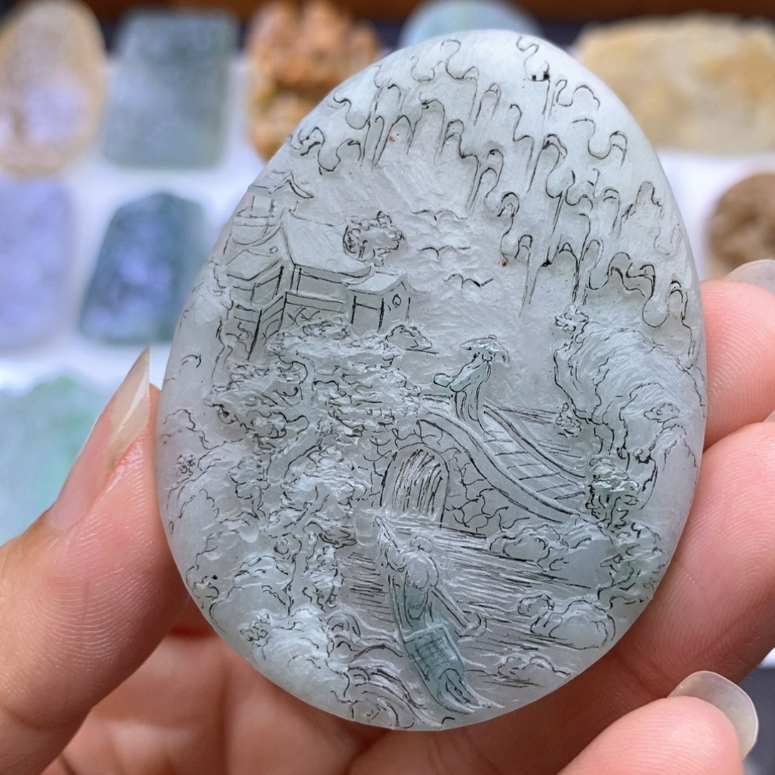 定制翡翠未镶嵌山水