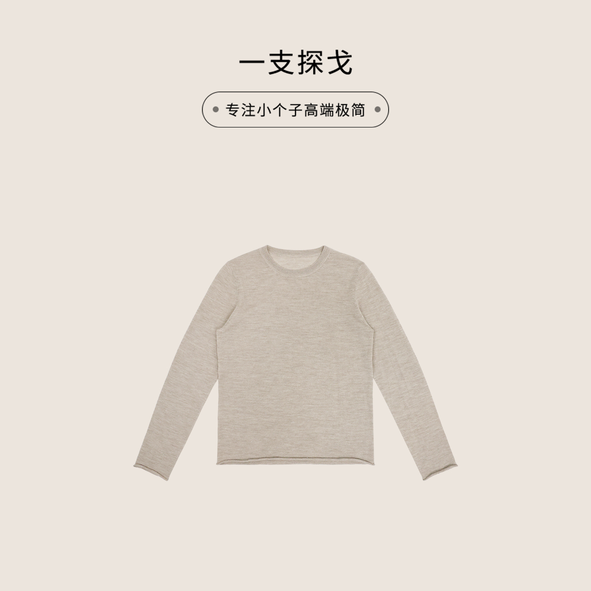 一支探戈丨小个子极简 静奢细葱圆领套头羊毛衫毛衣2612047