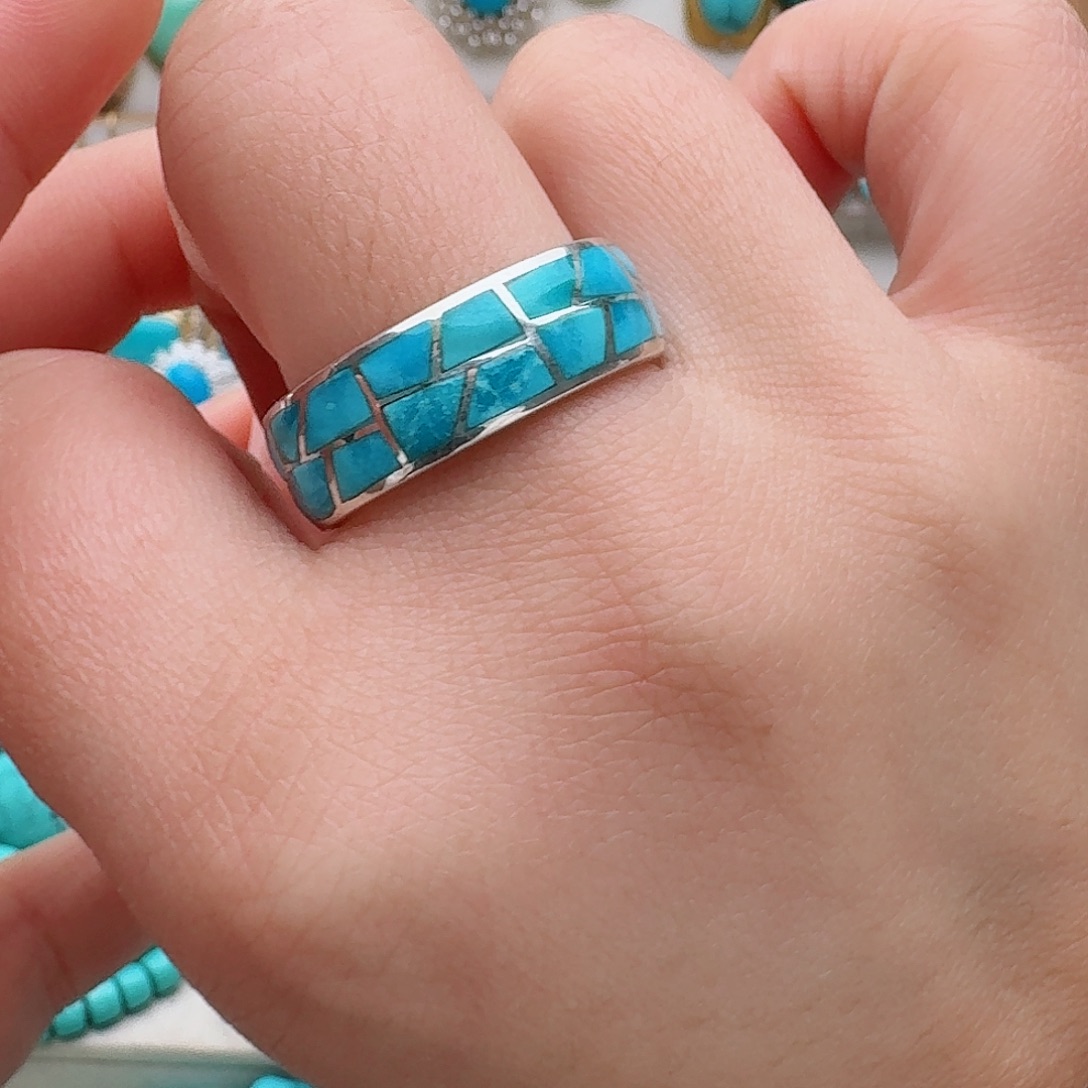 绿松石银S925镶嵌戒指