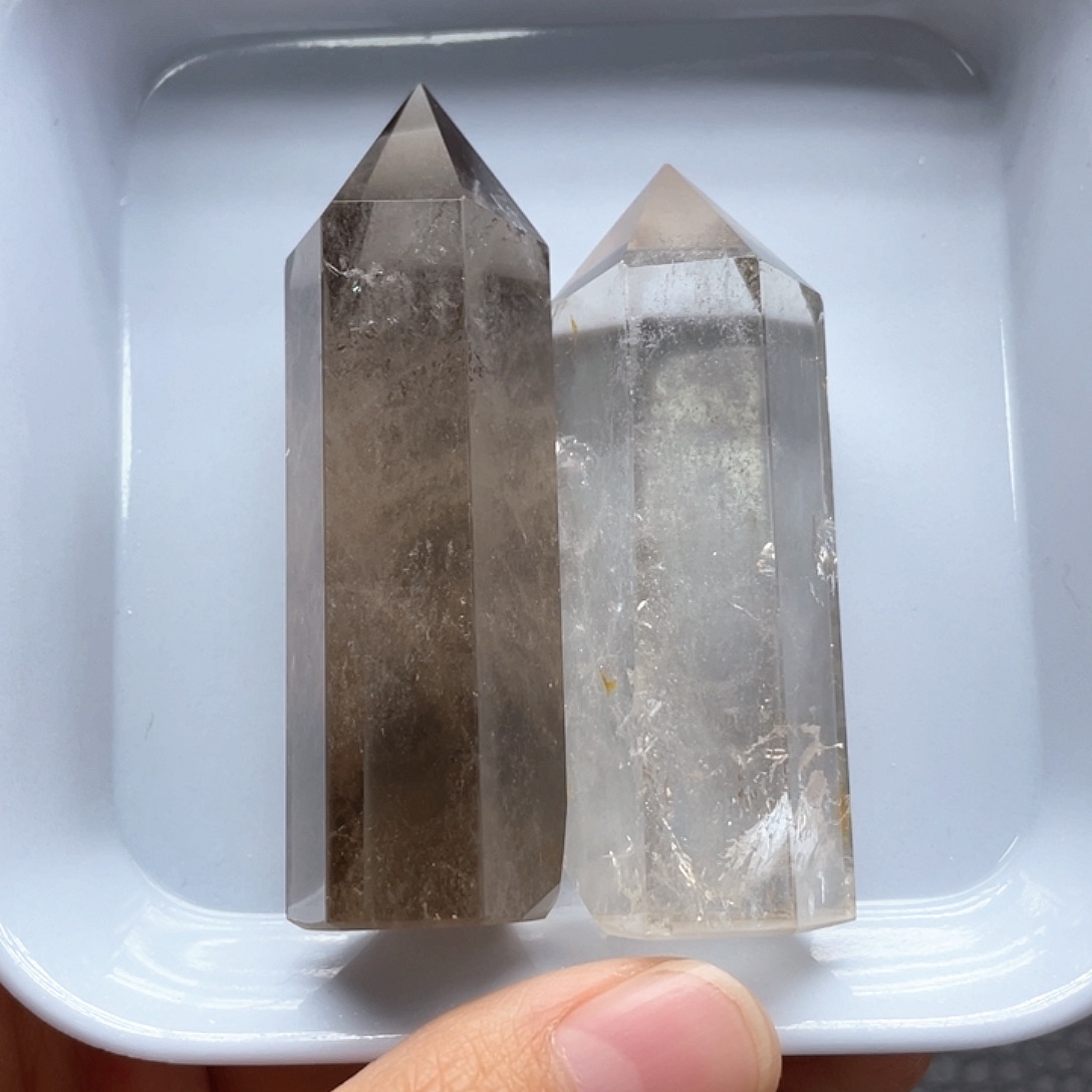 阿***原未镶嵌珠宝半成品水晶60茶晶柱