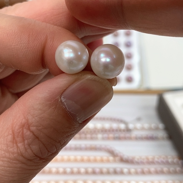 淡水珍珠耳饰银S925镶嵌10.5-11