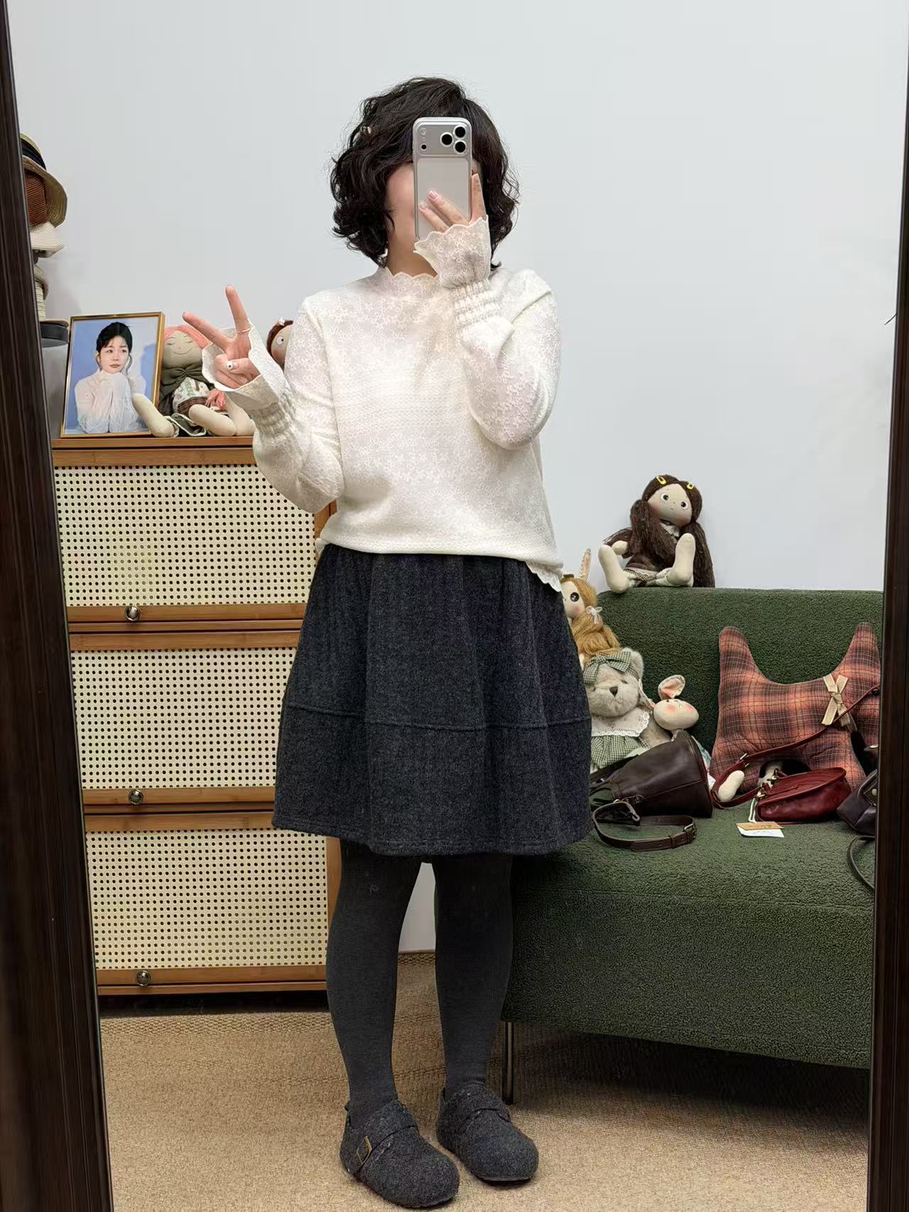 别出新裁年款花边半高领蕾丝秋冬打底衫衣长60