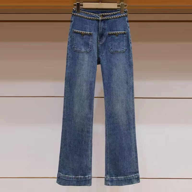 TOP『小香风链条』法式编织链条阔腿显瘦百搭牛仔裤