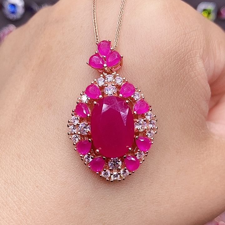 银S925镶嵌颈饰红宝石