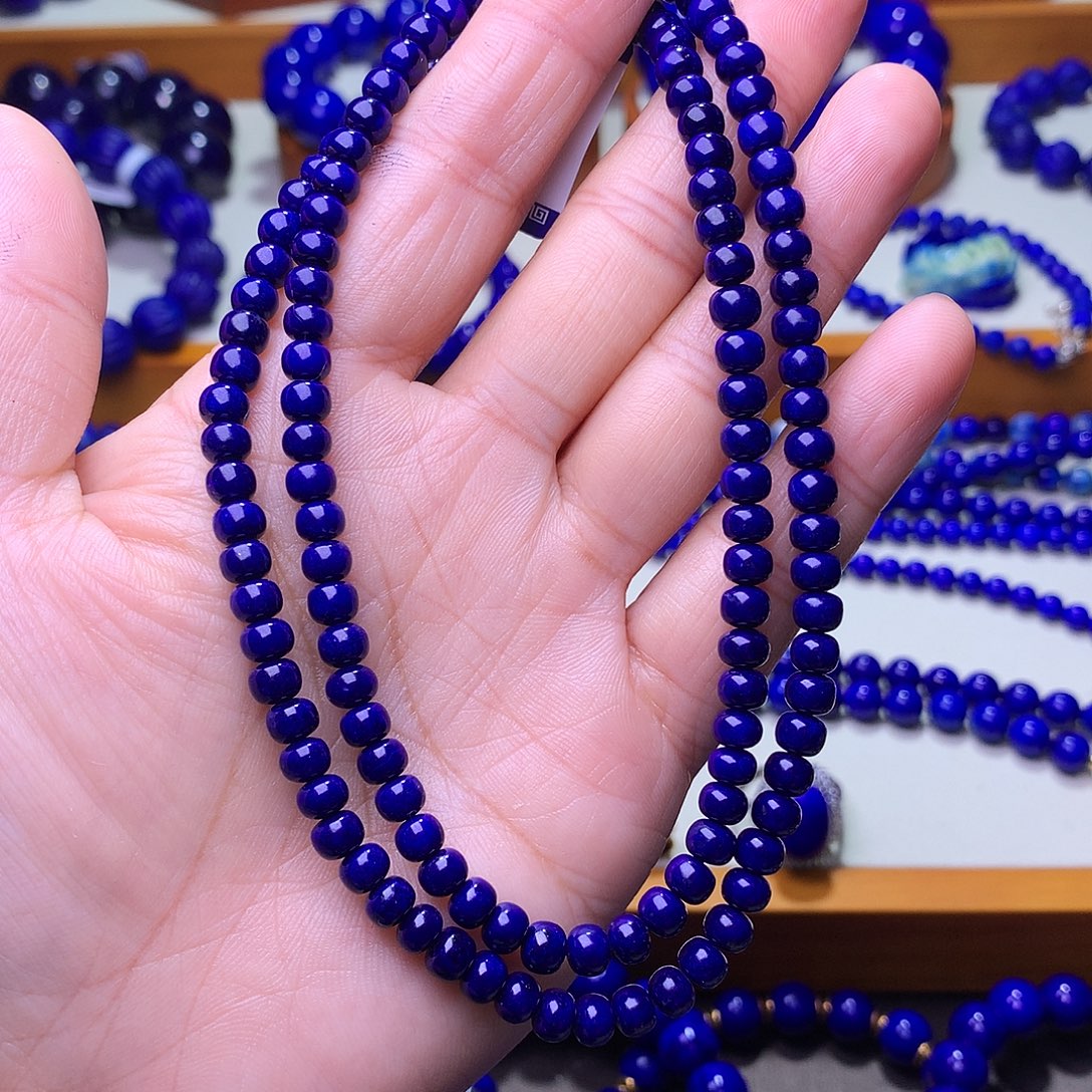 青金石未镶嵌手串5m天花板深紫老型108佛珠2321