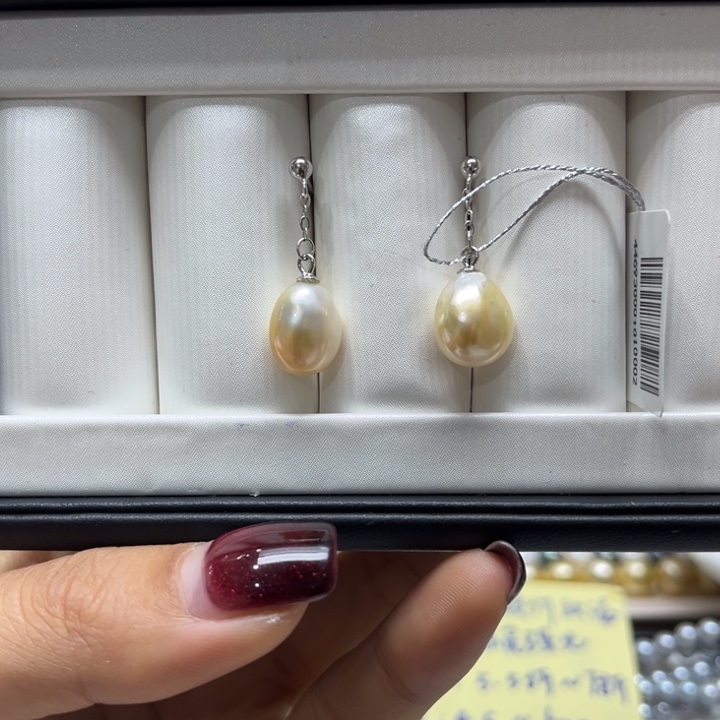 海水珍珠耳饰银S925镶嵌10-11mm