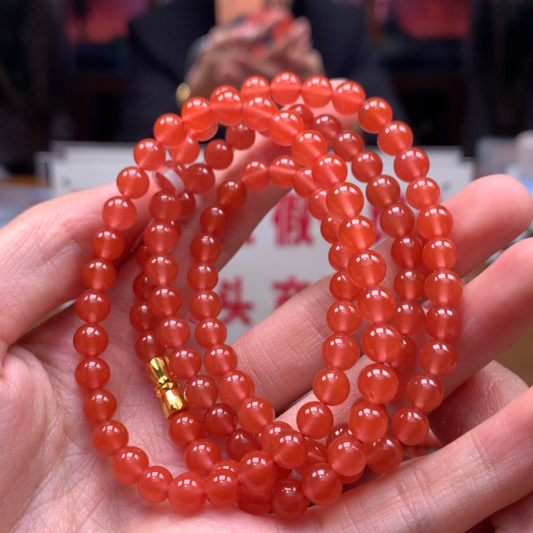 南红玛瑙手串未镶嵌樱桃红6mm
