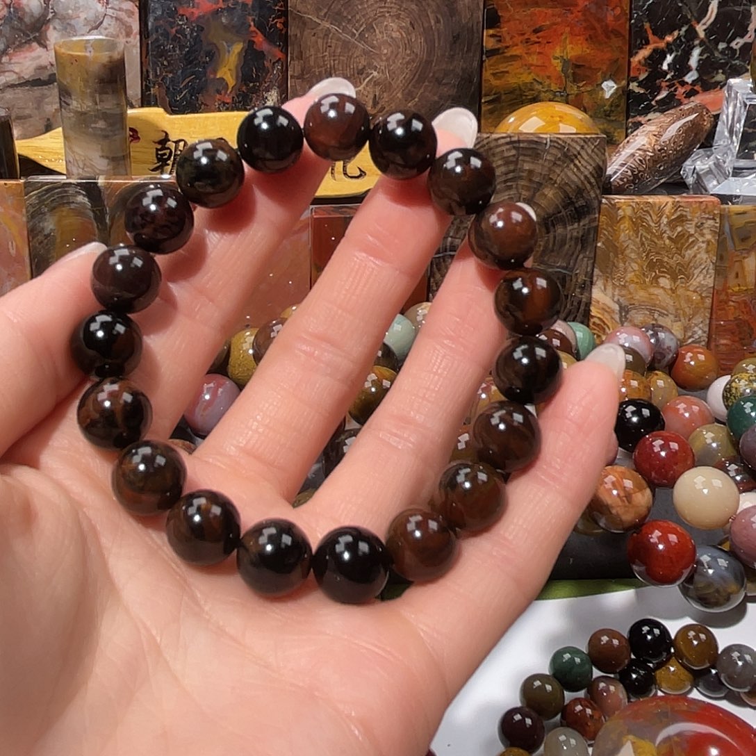 紫***春硅化玉未镶嵌天然北票硅化玉手串10.8