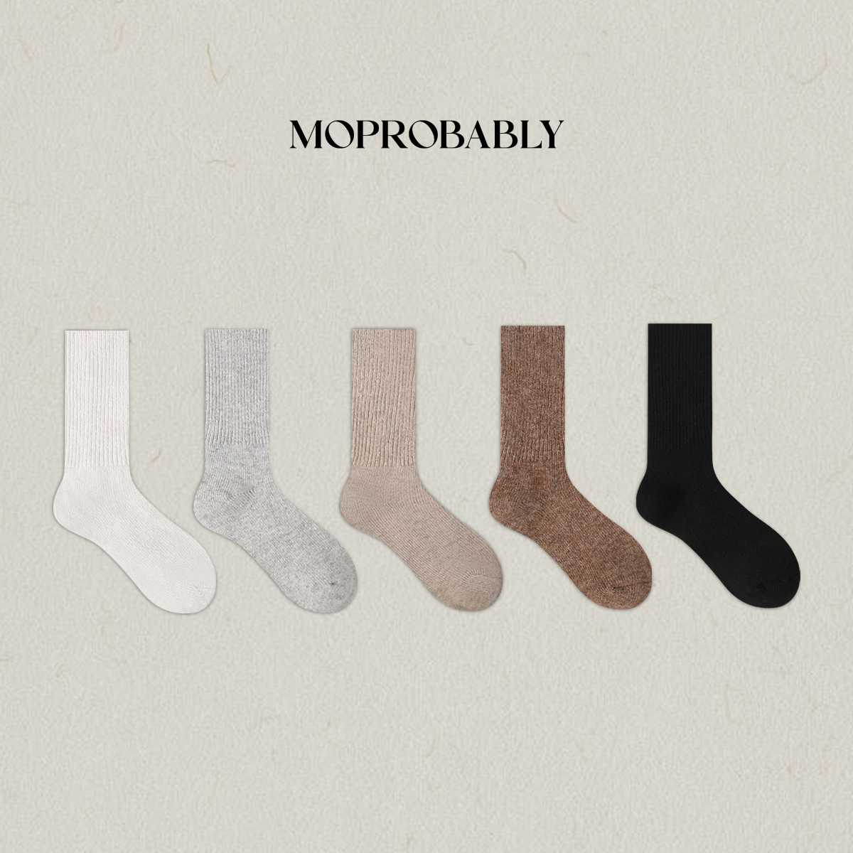 Moprobably贝贝 绵羊毛简约时尚纯色百搭中筒袜L5444006