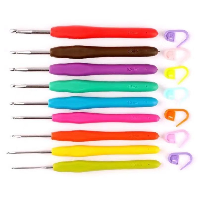 钩针编织工具软柄钩针彩色糖果色大中小号钩针毛线钩针氧化铝套装
