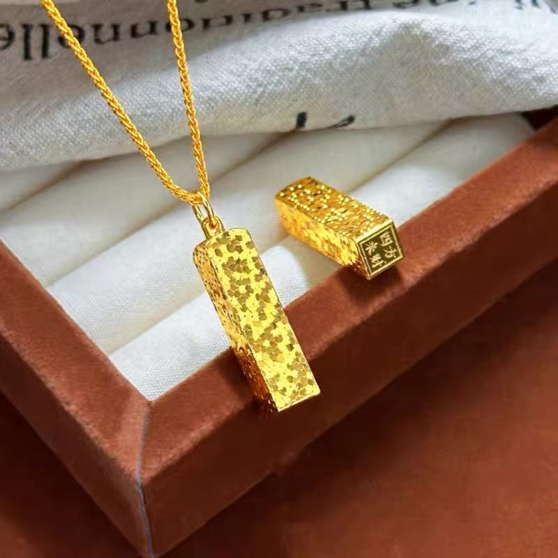 铜合金项链 国风新中式 碎冰冰 四方来财爆闪项链 气质精美女款