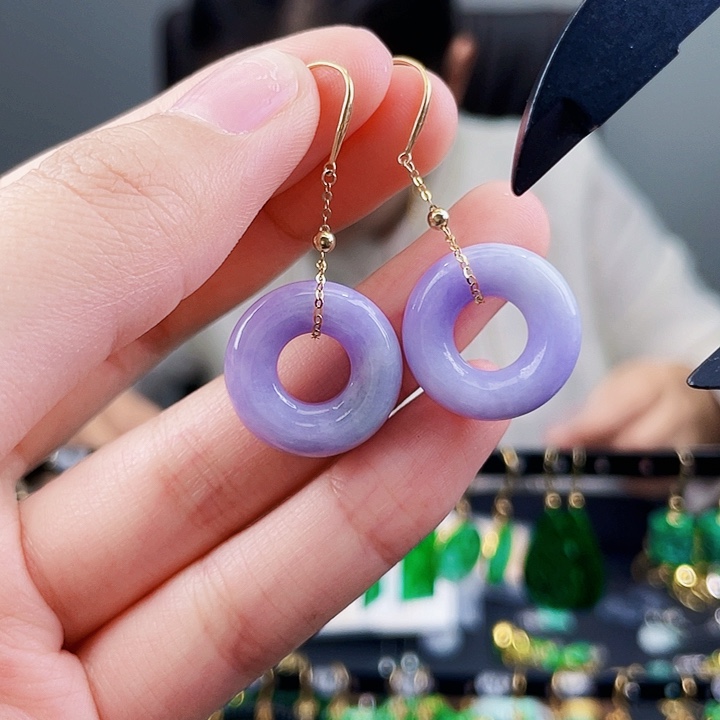 翡翠耳饰18K金镶嵌饰品