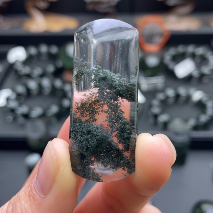颈饰水晶未镶嵌绿幽灵聚宝盆吊坠无事牌