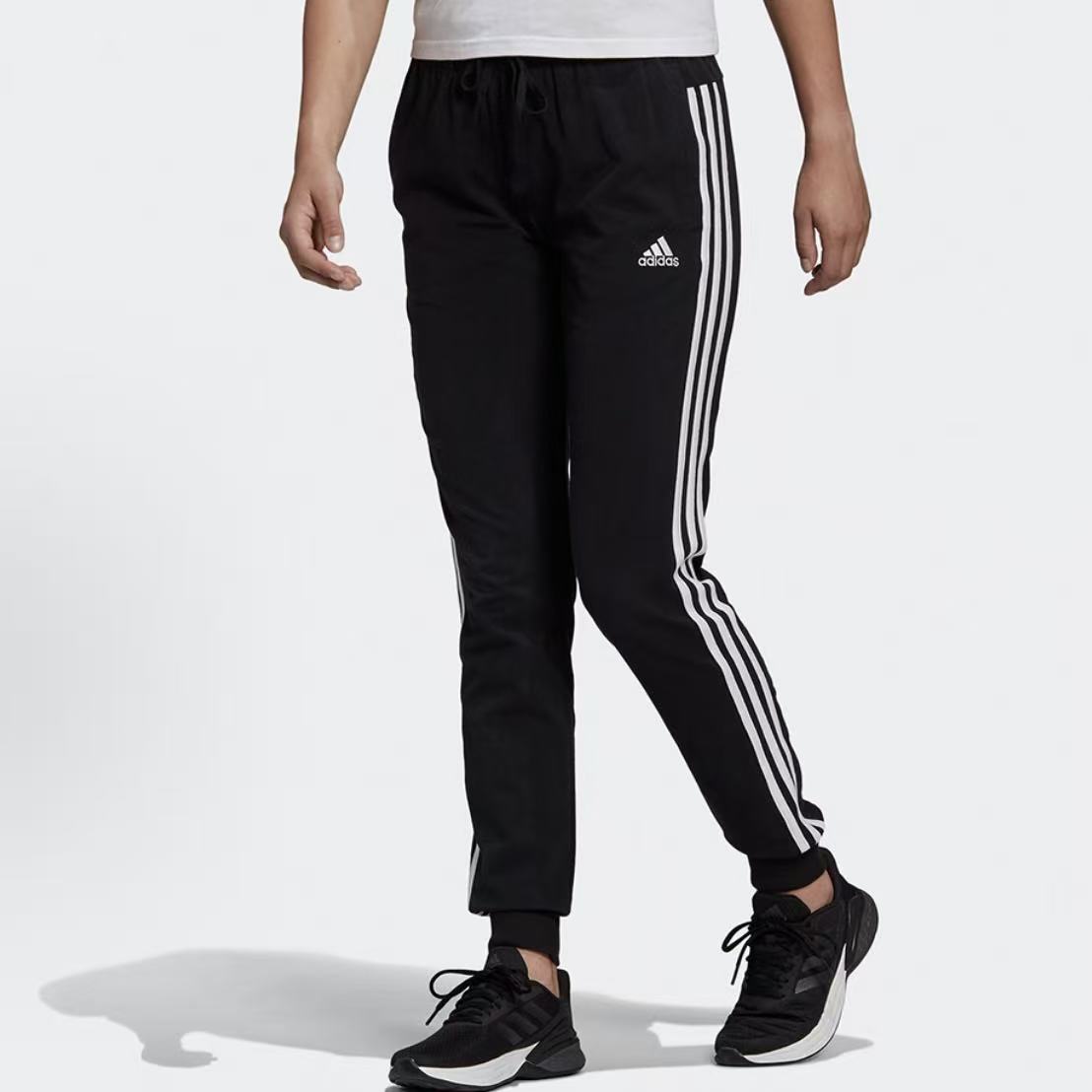 adidas/阿迪达斯adidas 长裤三条纹抽绳束脚运动卫裤女款GM5542