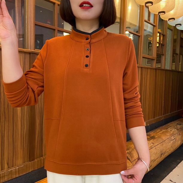 秋冬加厚半高领慕斯绒宽松显瘦百搭减龄长袖保暖打底衫上衣女