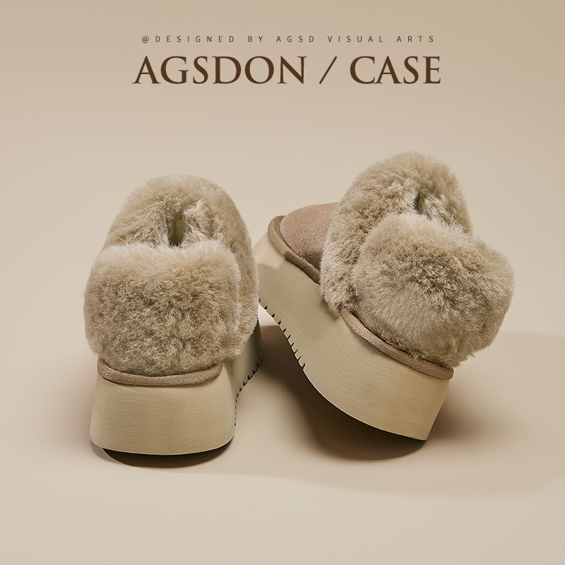 /奥古狮登厚底雪地靴女款2025新款冬季爆款毛绒加绒保暖棉鞋百搭Q