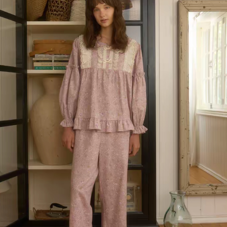 韩国睡衣LUlala款长袖长裤分体款25281