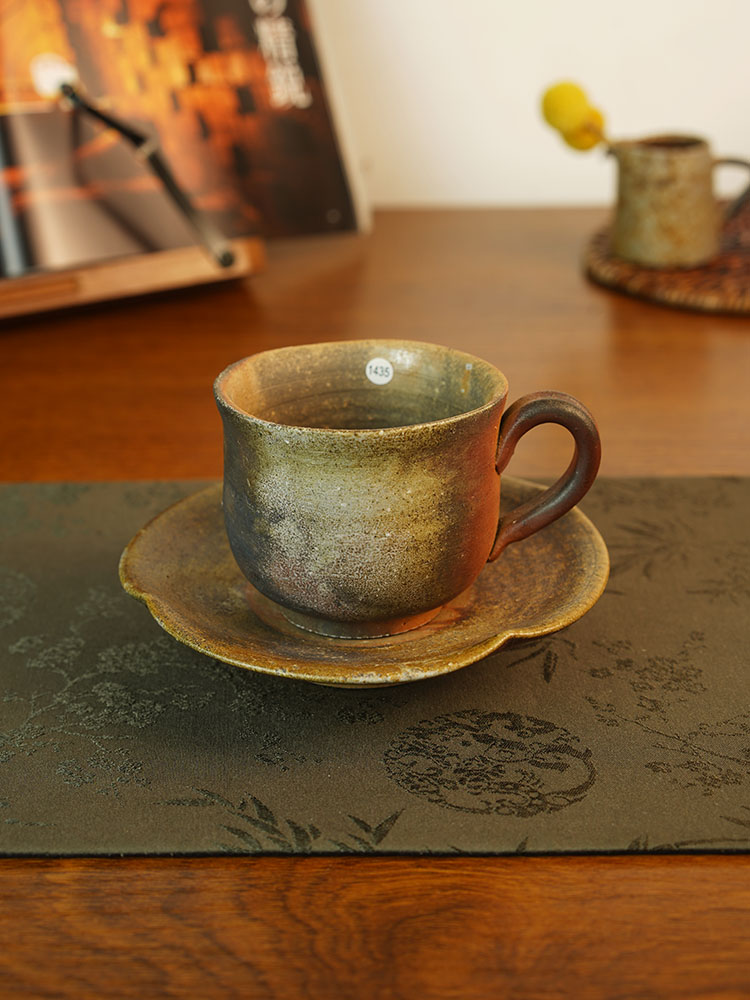 伊禾集物 日本备前烧手工匠人黑川元晴 咖啡杯一杯一托 1435#