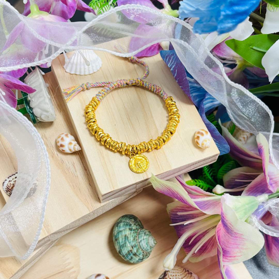 足金999黄财神盘缠手串