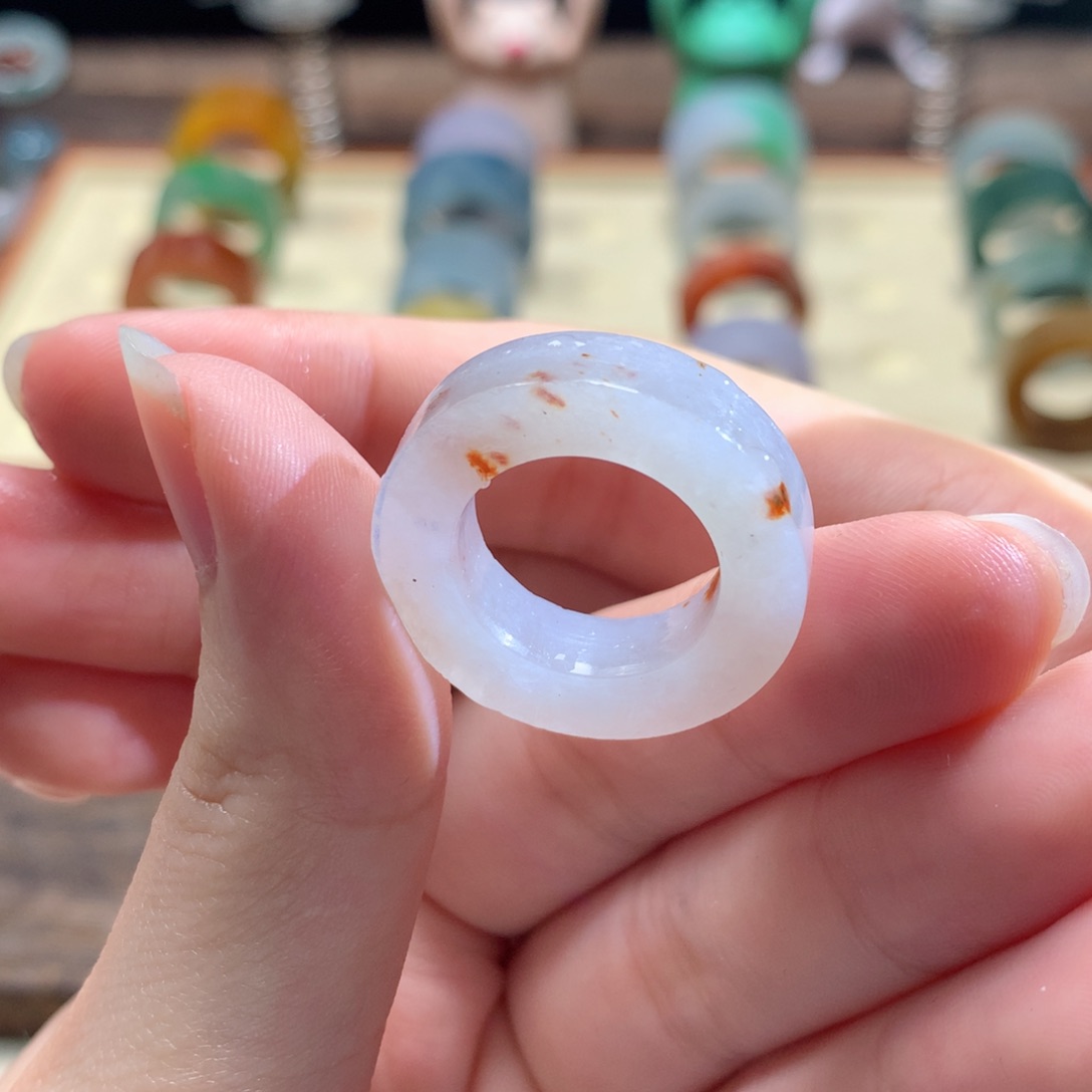 定制翡翠未镶嵌粉紫 洒金 10-15