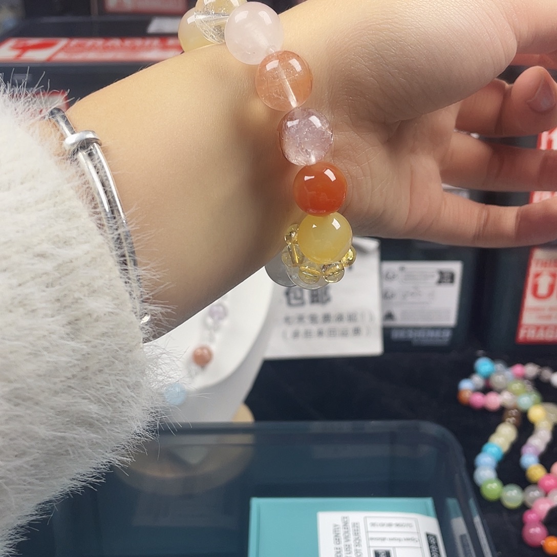 手链银S925镶嵌烟晶