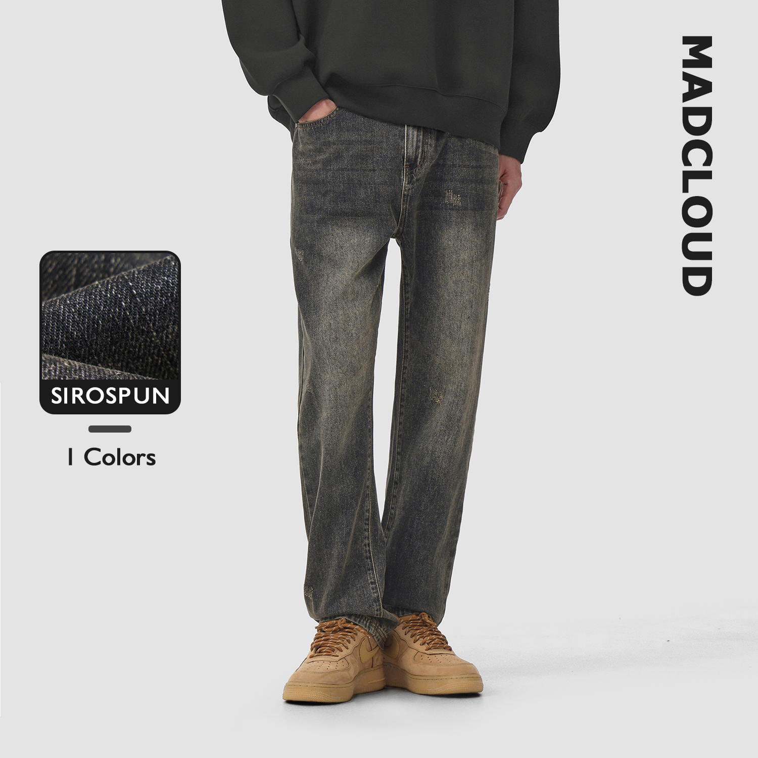MAD官方 | Madcloud美式高街经典色cleanfit春秋休闲潮牌牛仔裤男