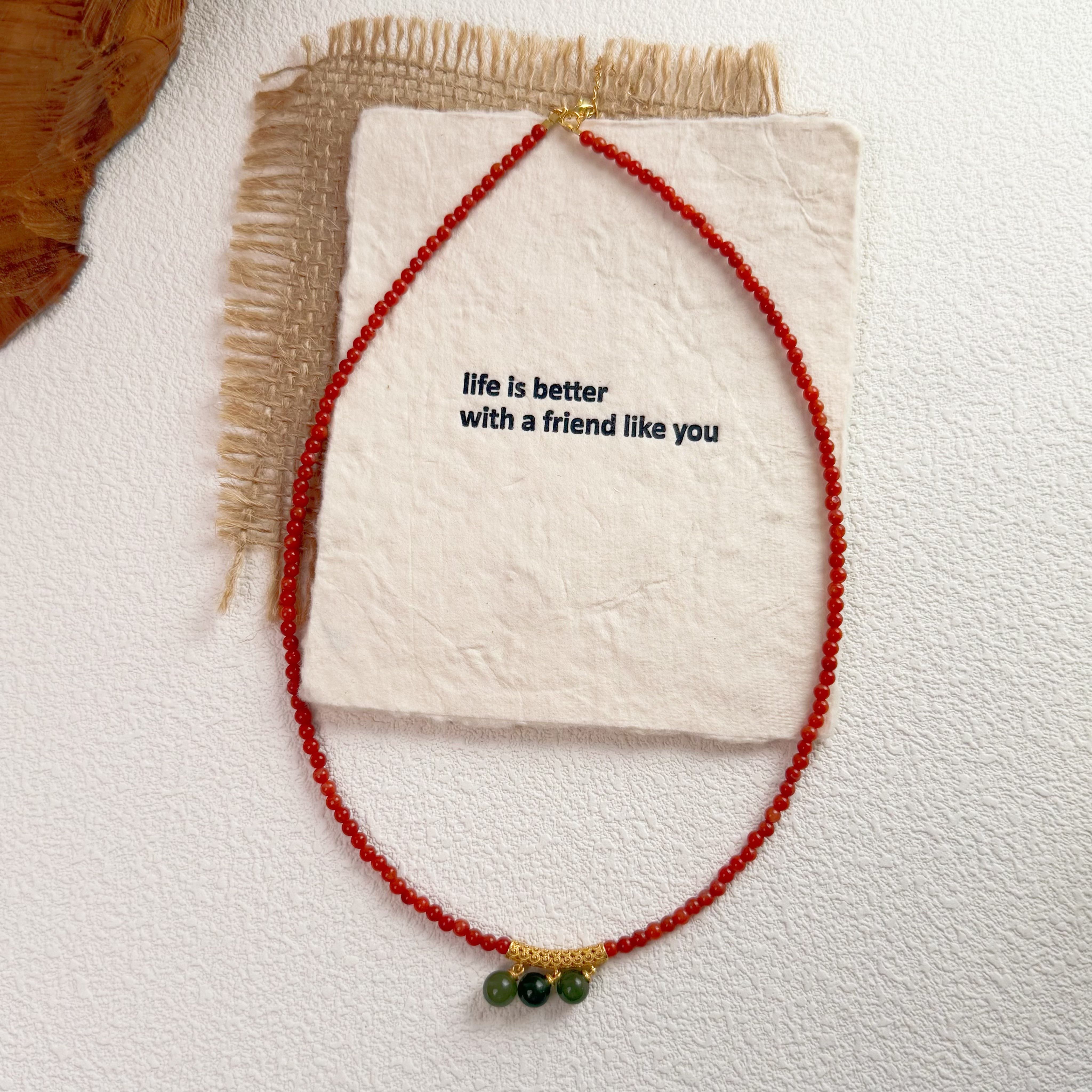 原创设计S925银新中式南红百搭锁骨链短款项链