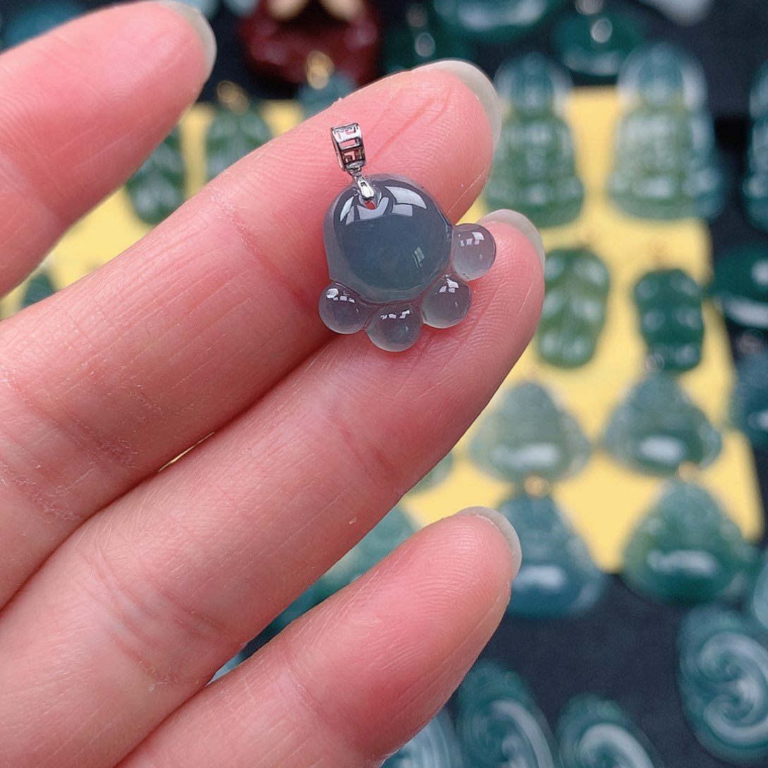 翡翠吊坠(不含链)18K金镶嵌吊坠