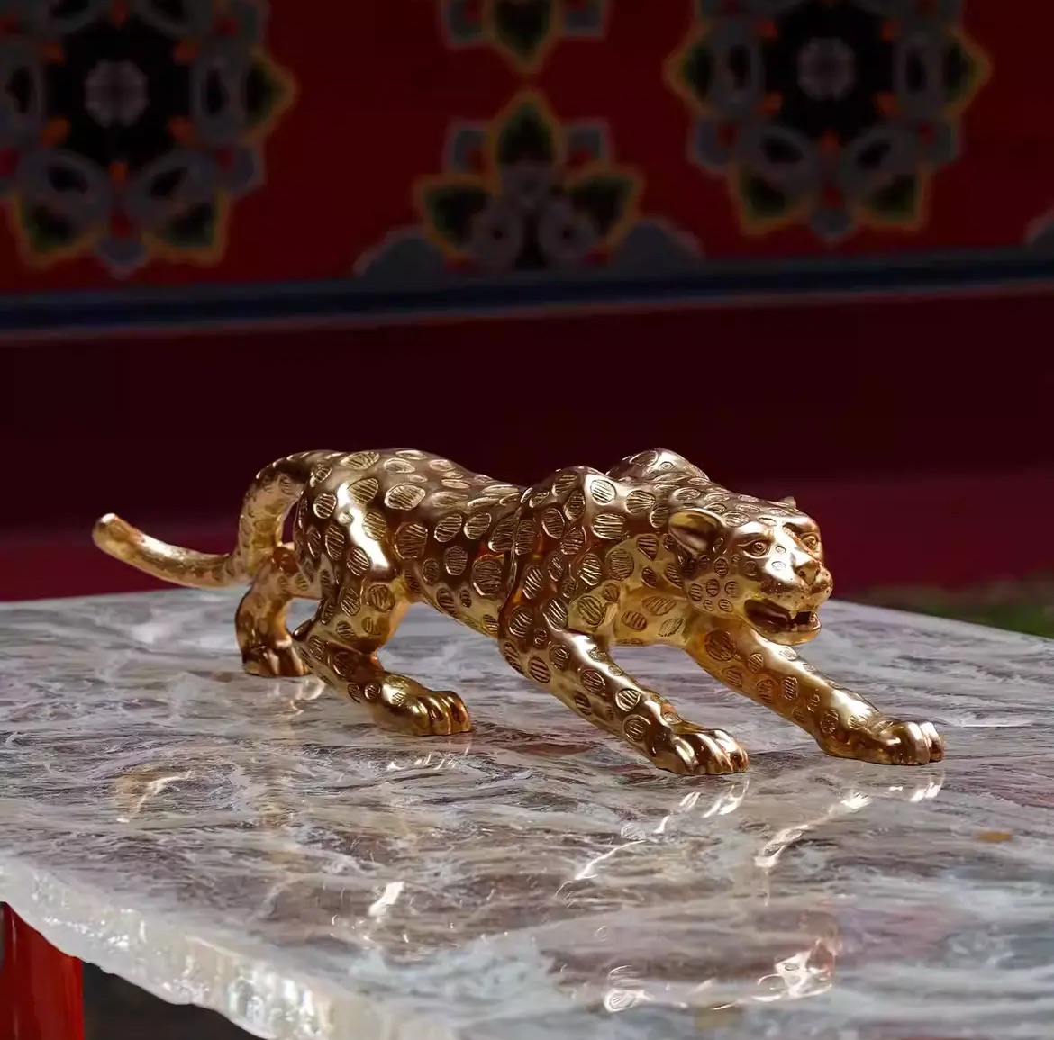 GM305黄铜金钱豹装饰桌面玄关摆件