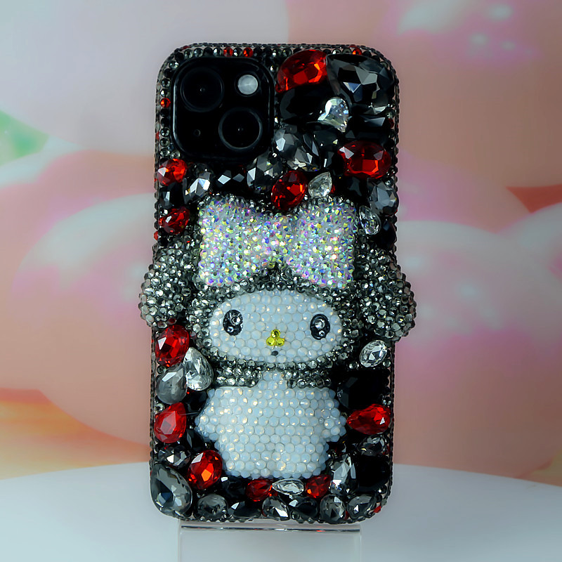 适用iPhone11 12 1314 15 pro Max苹果灰色宝石美乐蒂手机壳水钻