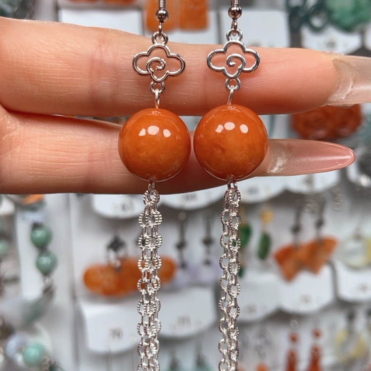 【闪购商品】翡翠耳饰银S925镶嵌优化耳饰