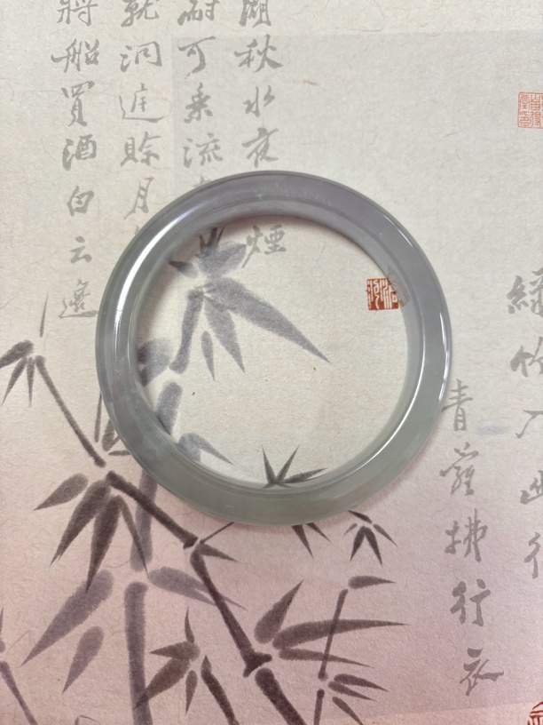 X666-五九加冰透浅春彩缅甸翡翠手镯