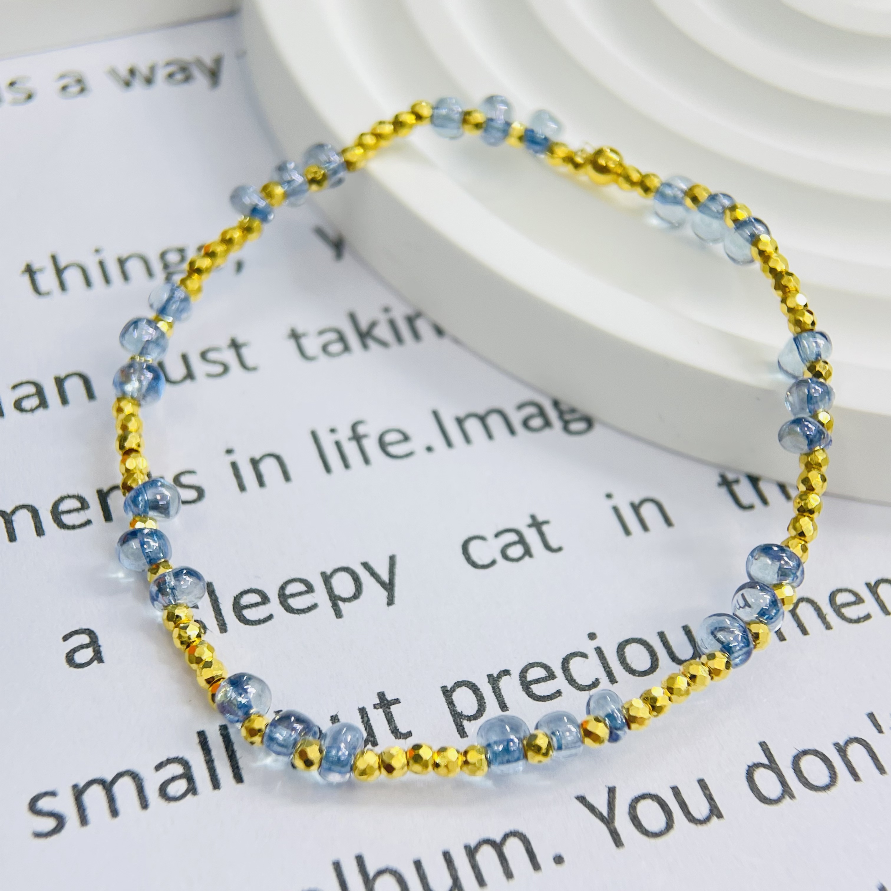 足金999蓝16cm蹦迪珠手链DP3138-01120