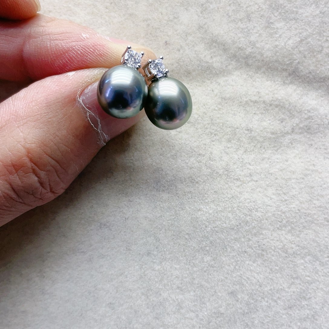 海水珍珠耳饰银S925镶嵌