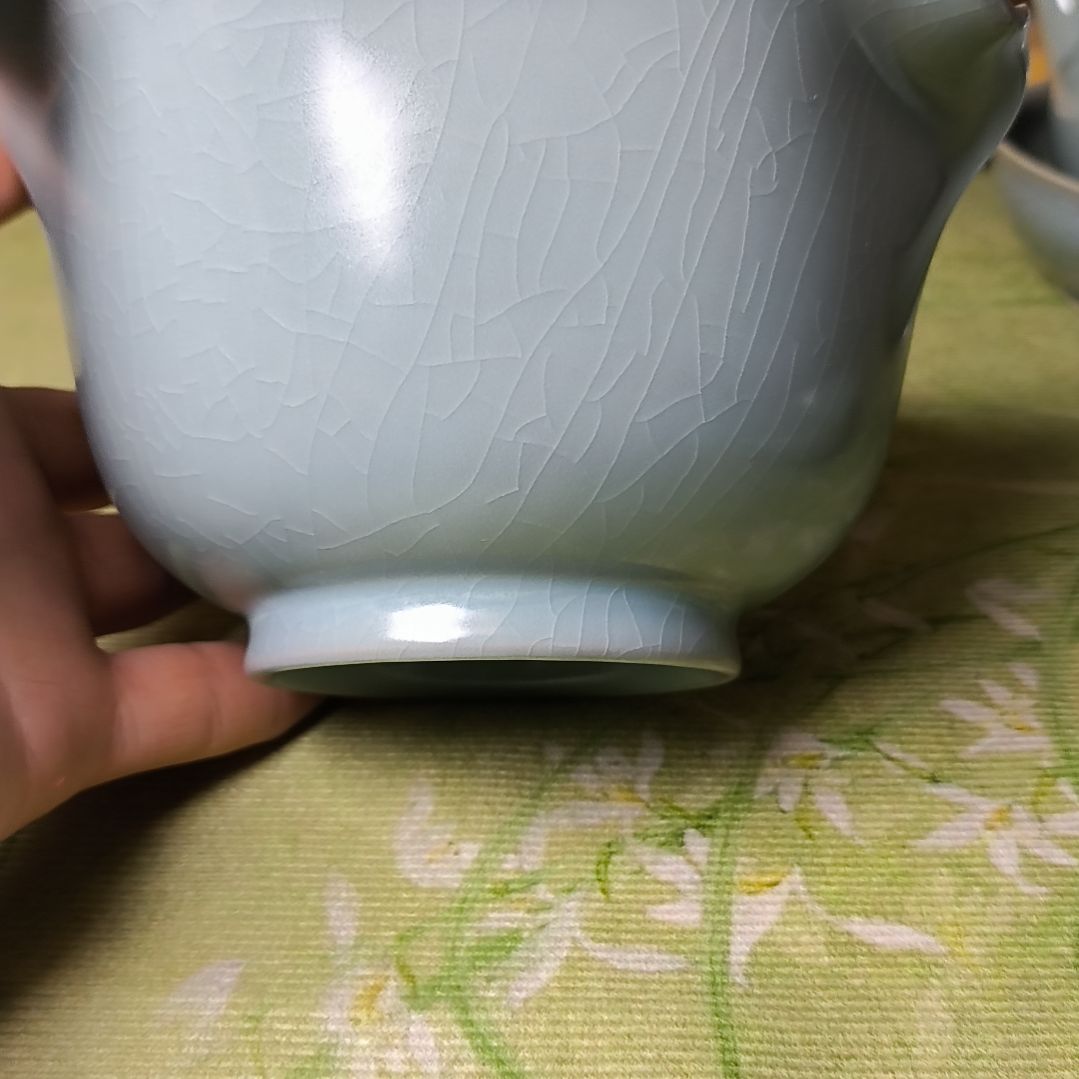 清凉寺汝瓷仿古釉纯手工花边茶渣桶