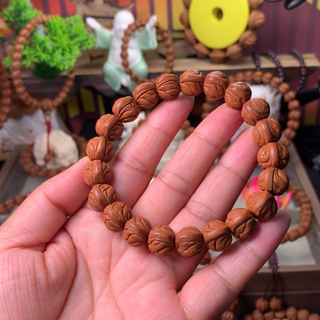 桃核吊坠玉龙脊手串12