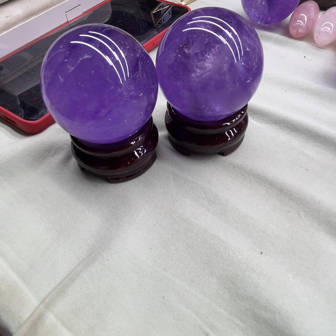 天然紫色水晶球桌面摆件
