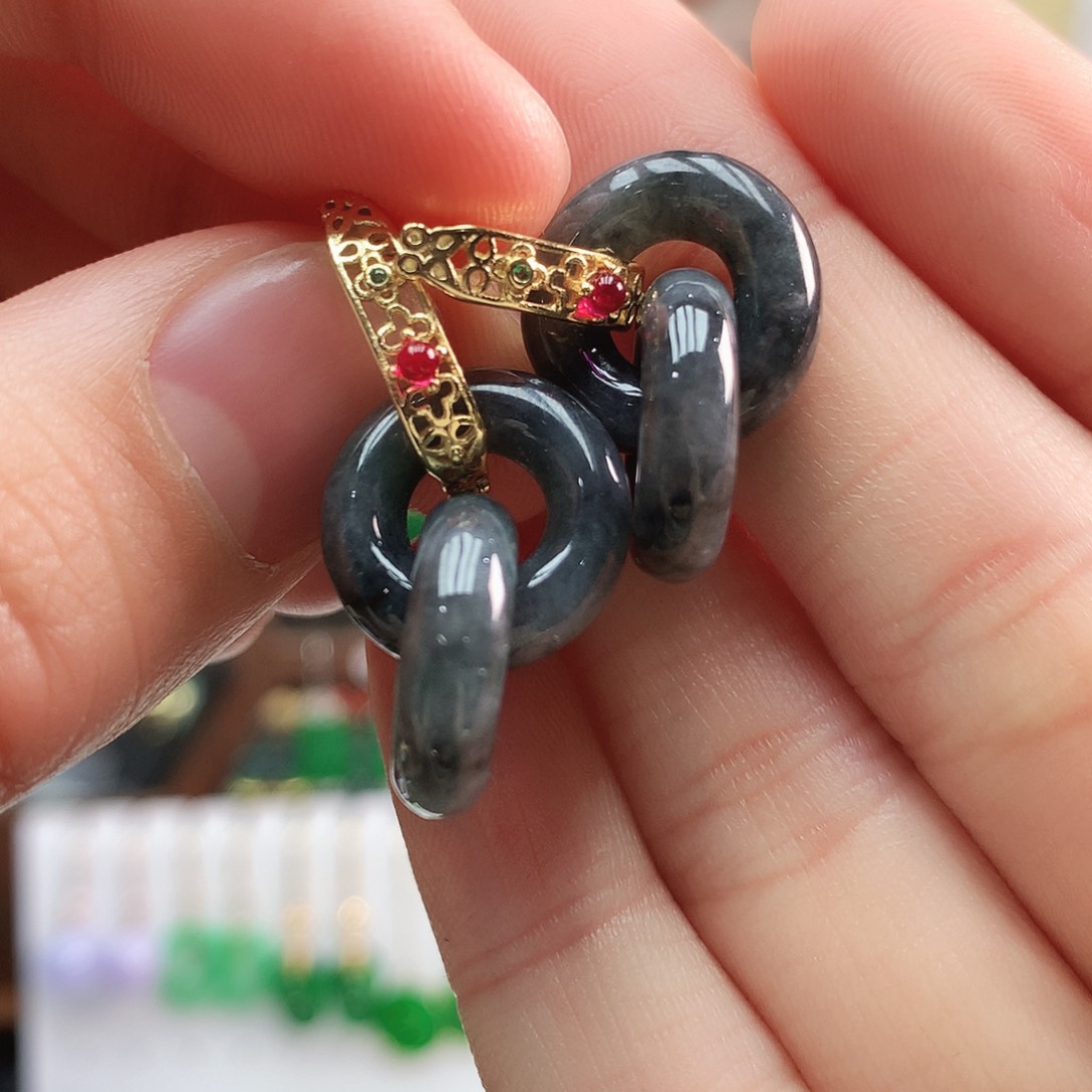 翡翠耳饰银S925镶嵌耳饰